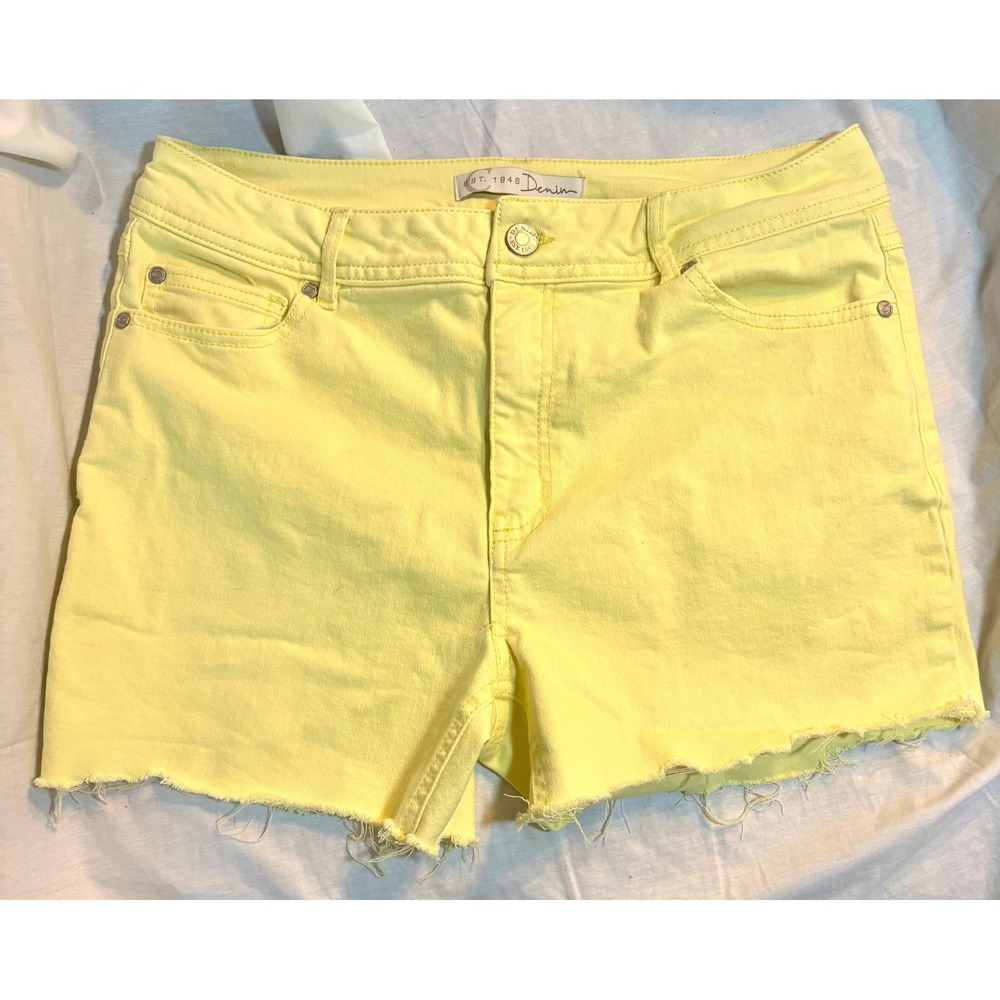 Est. 1946 Denim Womens Yellow High Rise Raw Hem Cutoff Jean Shorts Size 10